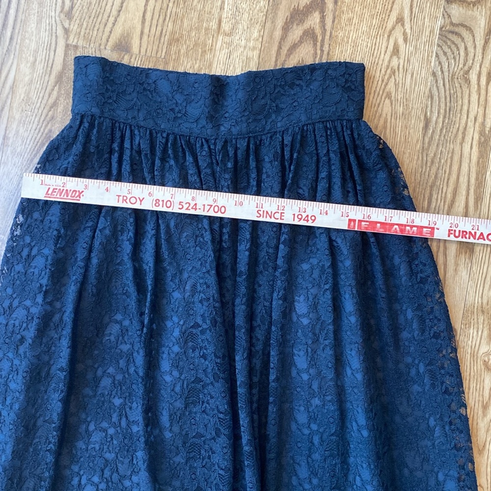 Laura Ashley midi black lace lined high waist skirt vintage dark academia 12 L - Picture 9 of 12